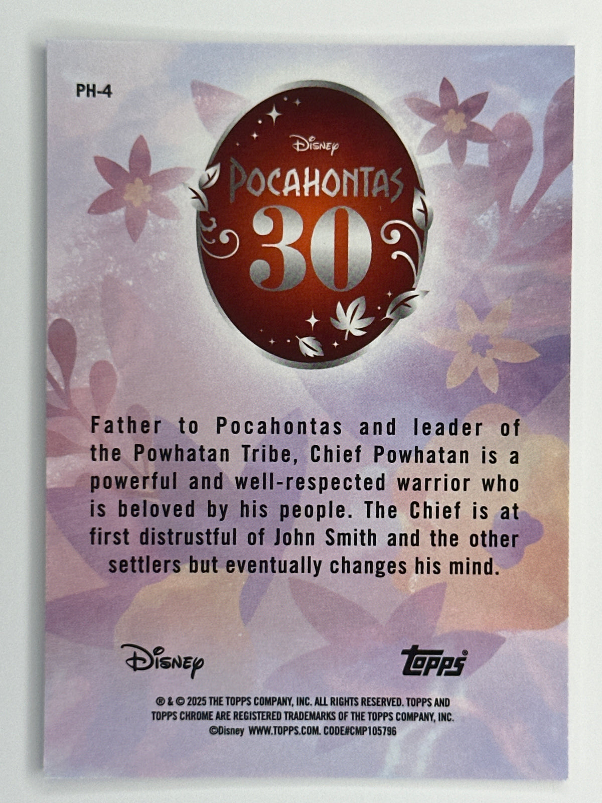 2025 Topps Disney Chrome PH-4 Pocahontas 30 Refractor Card