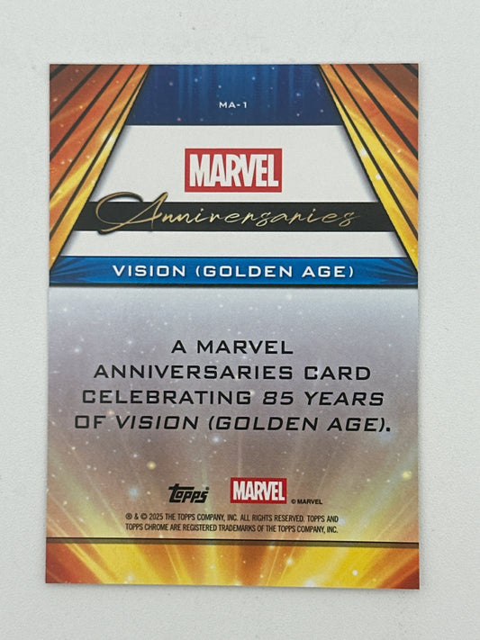 2025 Topps Marvel Chrome #000MA-01 Vison (Golden Age) Marvel Anniversaries