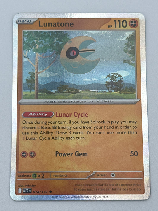 Pokémon Trading Card Game Mega Evolution MEG 074/132 Lunatone Holo Card