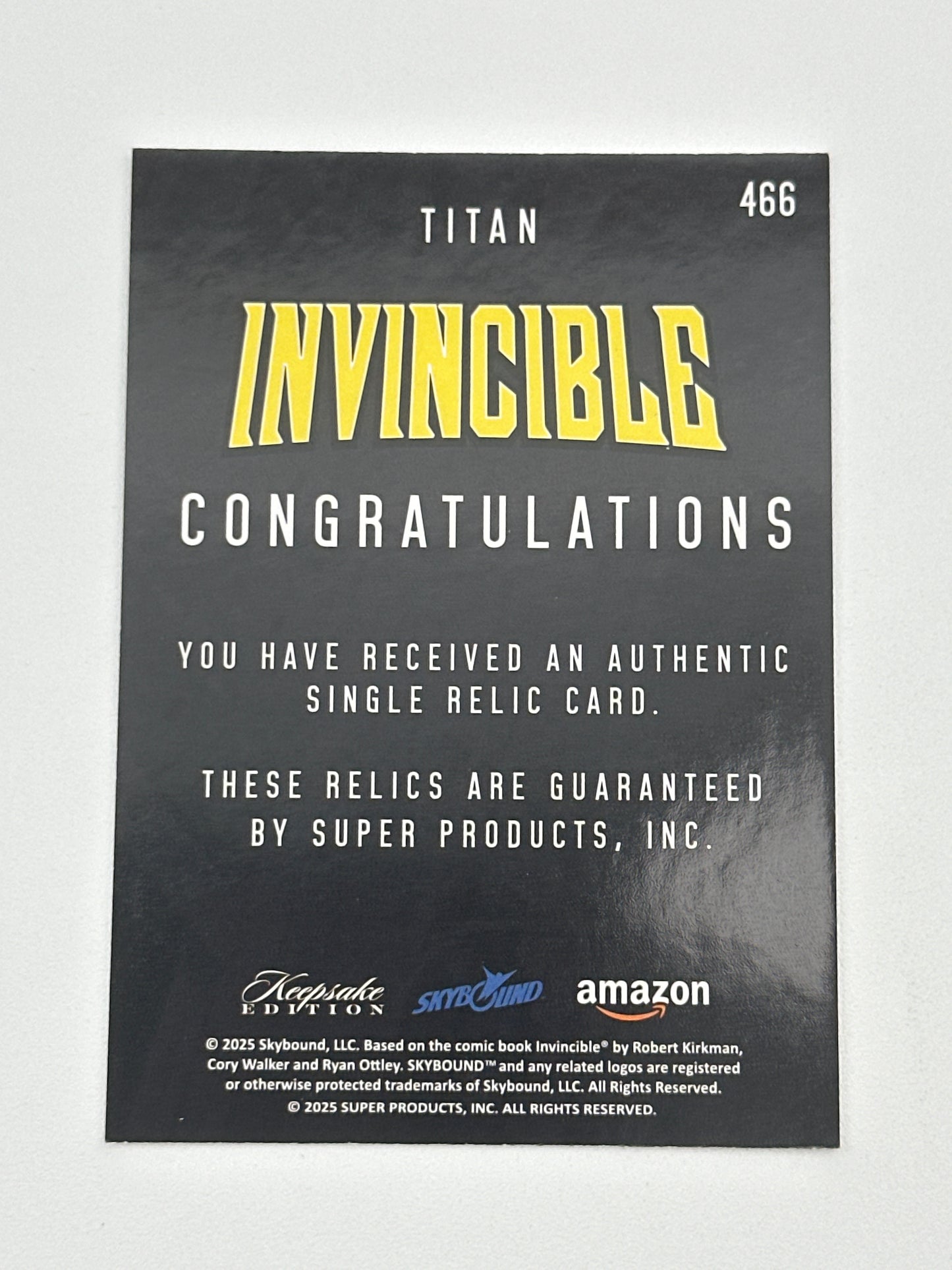 2025 Invincible Season 1 Keepsake Trading Card #466 Titan Single Relic Card