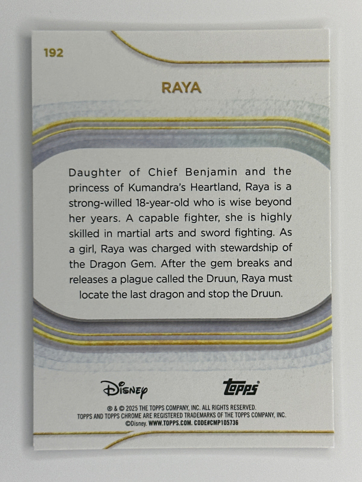 2025 Topps Disney Chrome 192 Raya Base Card