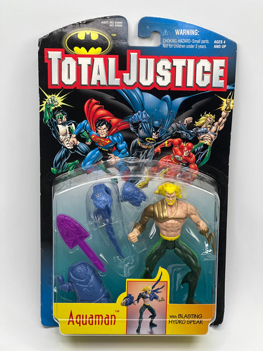 DC Comics Total Justice Aquaman with Blasting Hydro Spear Kenner Action Figure – 1996 Sealed