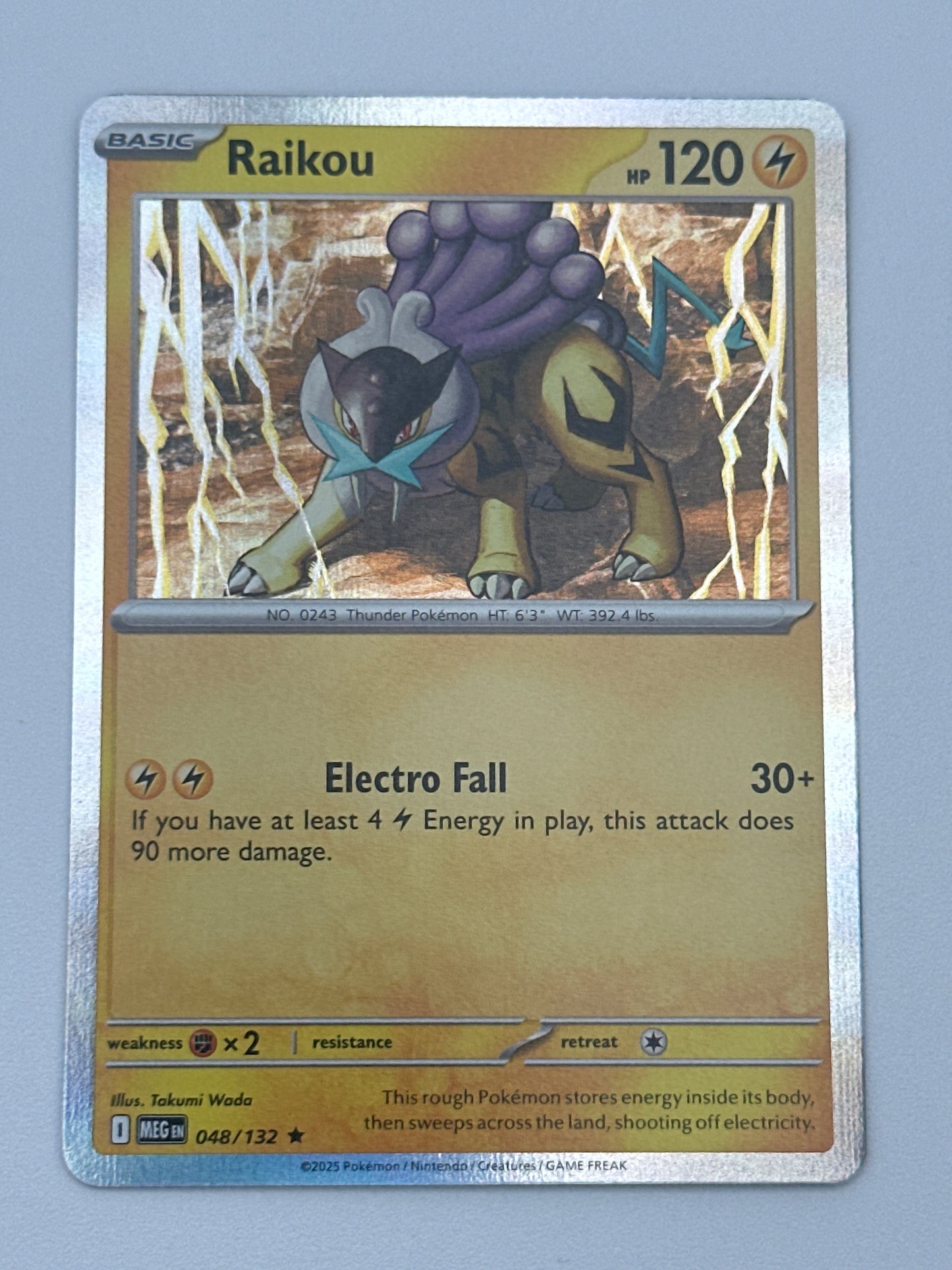 Pokémon Trading Card Game Mega Evolution MEG 048/132 Raikou Holo Card