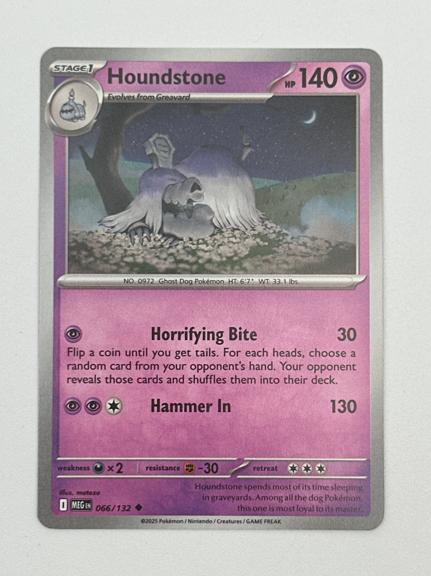 Pokémon Trading Card Game Mega Evolution MEG 066/132 Houndstone Base Card