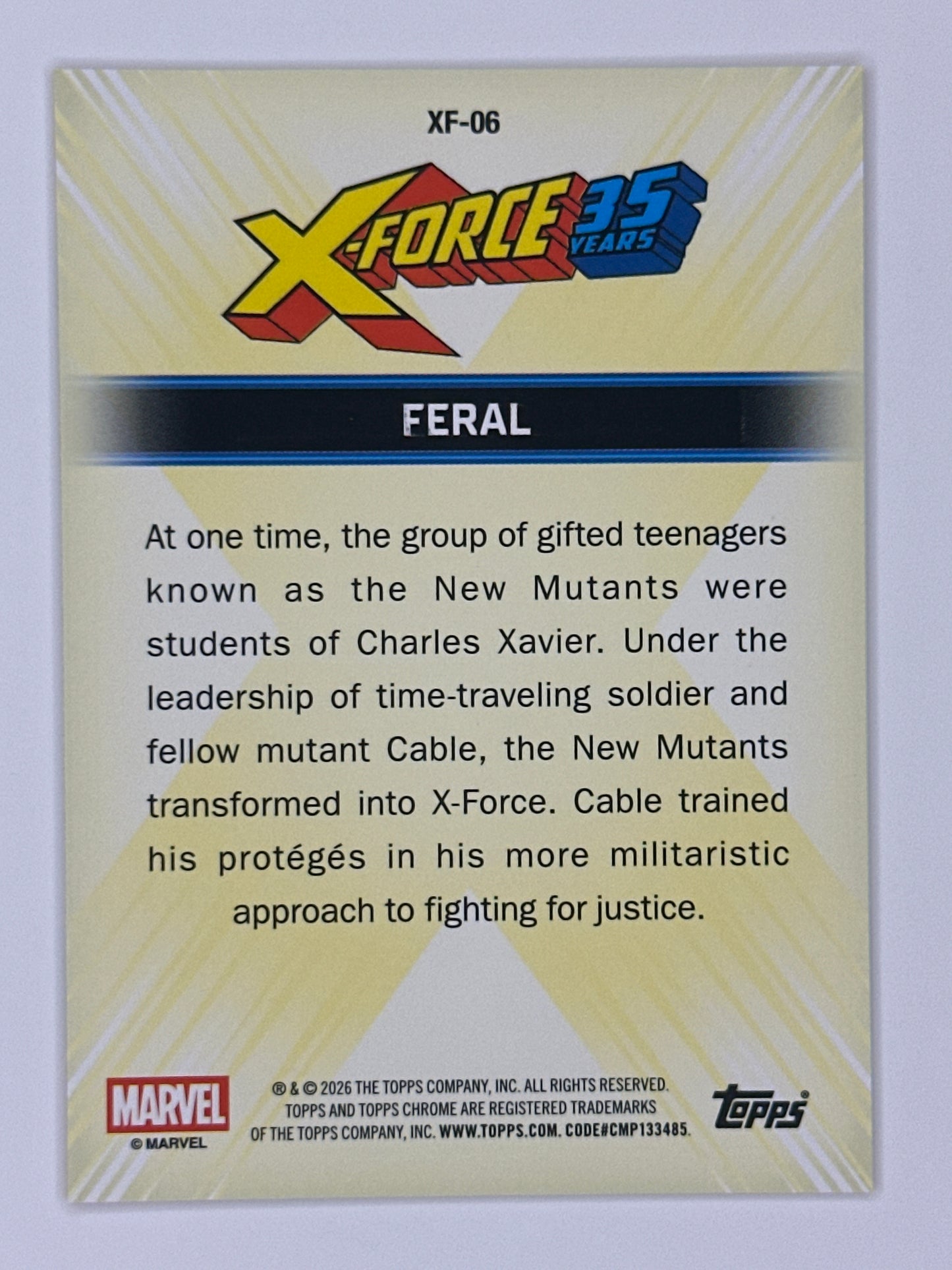 2026 Topps Marvel Chrome XF-06 Feral X-Force 35 Years Refractor Card