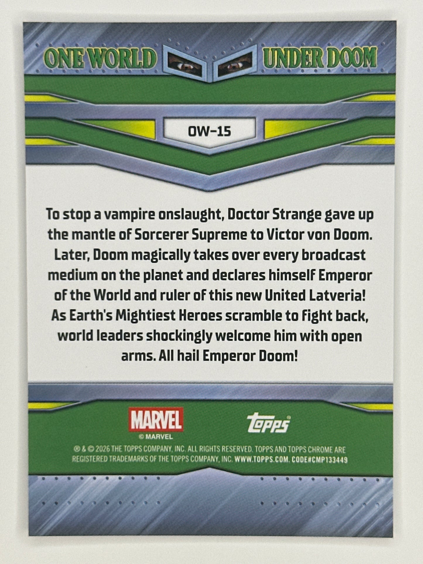 2026 Topps Marvel Chrome OW-15 One World Under Doom Refractor Card