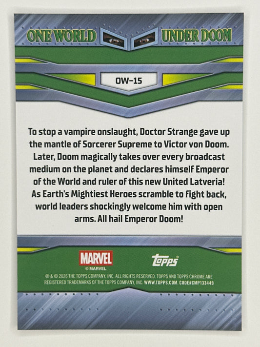 2026 Topps Marvel Chrome OW-15 One World Under Doom Refractor Card