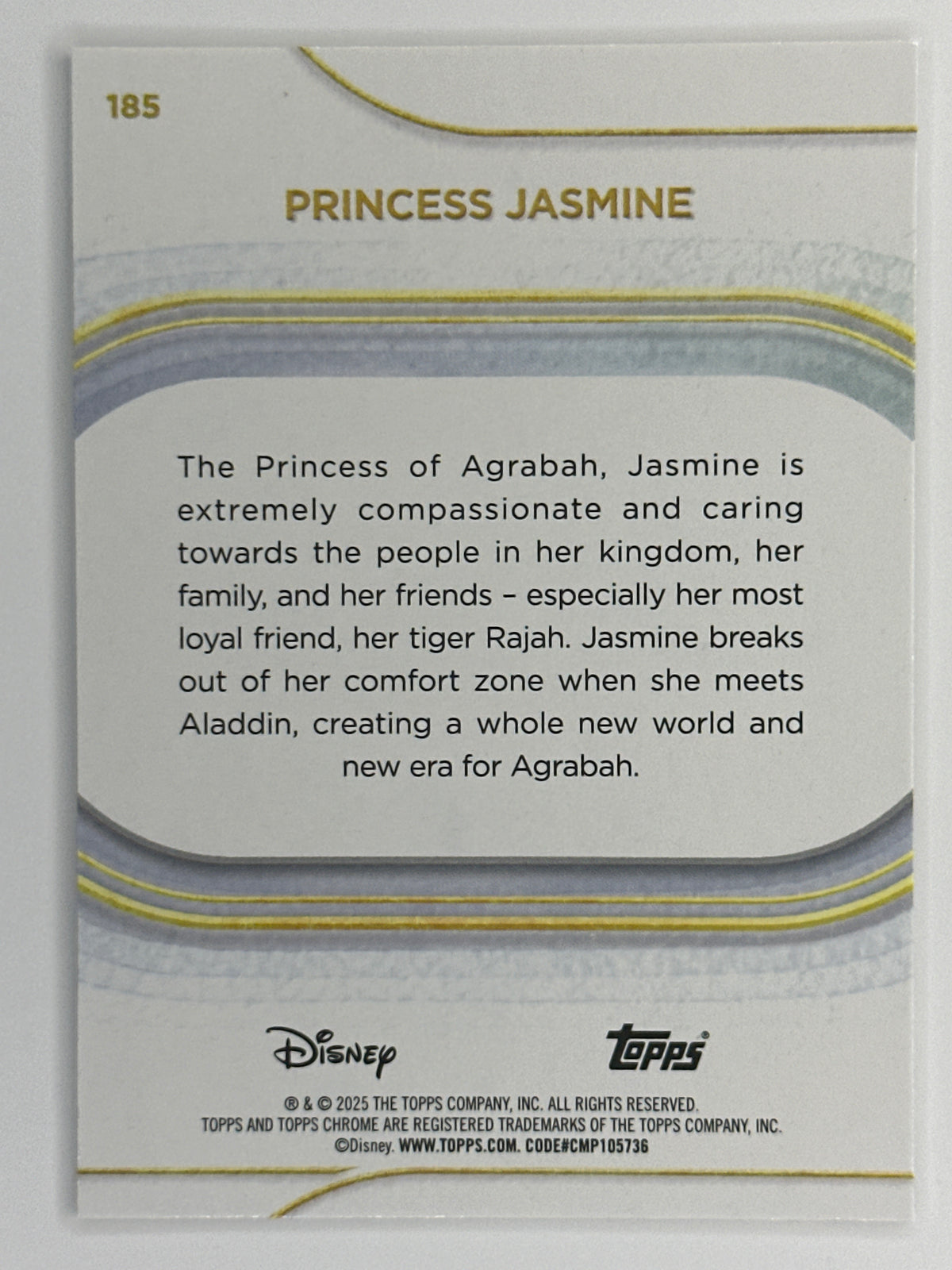 2025 Topps Disney Chrome 185 Princess Jasmine Base Card