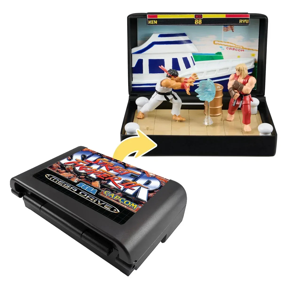 Console Heroes Sega Mega Drive Street Fighter II Cartridge Diorama Playset - Glass City Comics & Collectibles