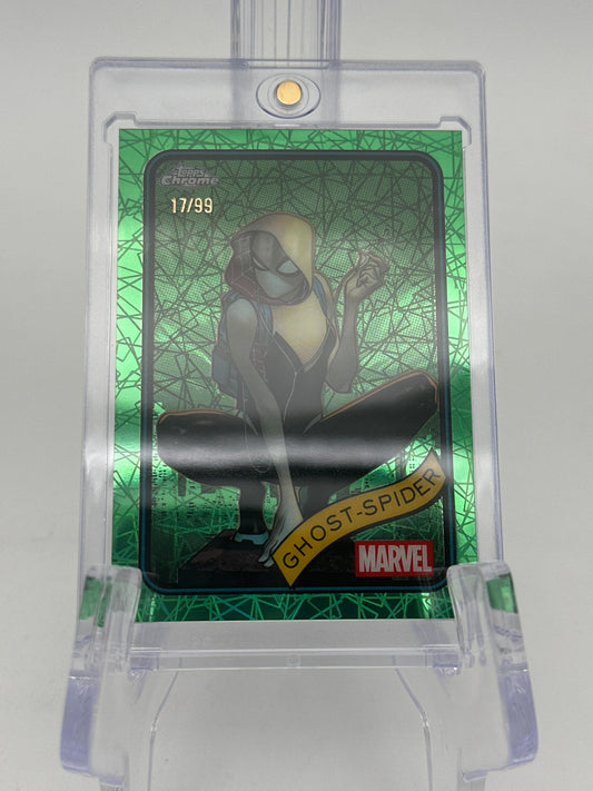 Marvel Topps Chrome Ghost Spider Green Laser /99