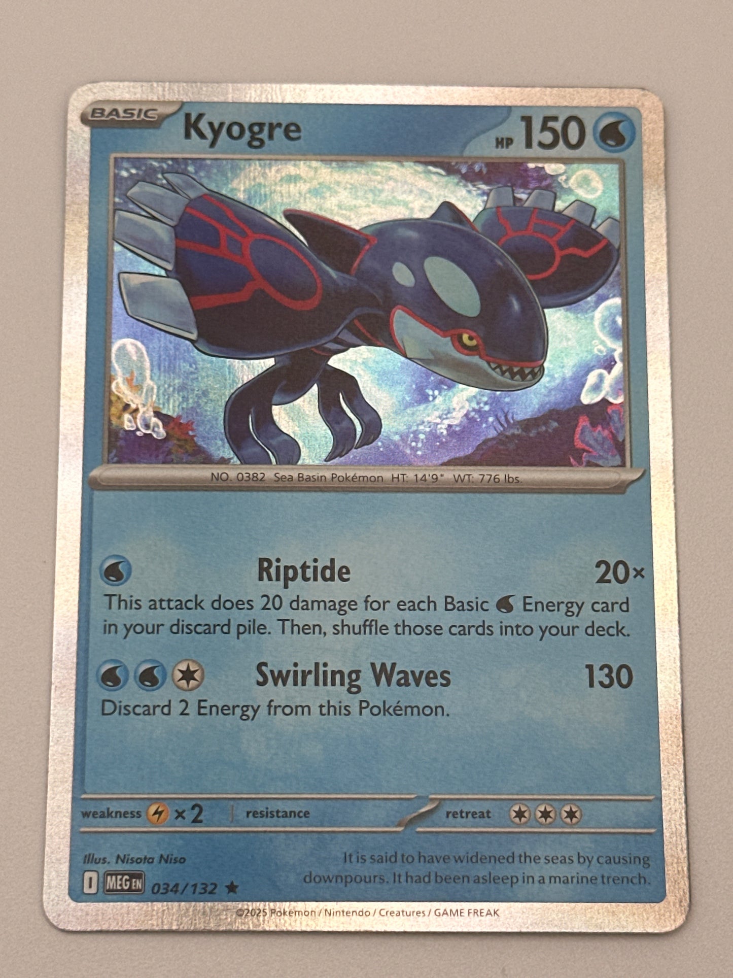 Pokémon Trading Card Game Mega Evolution MEG 034/132 Kyogre Holo Card