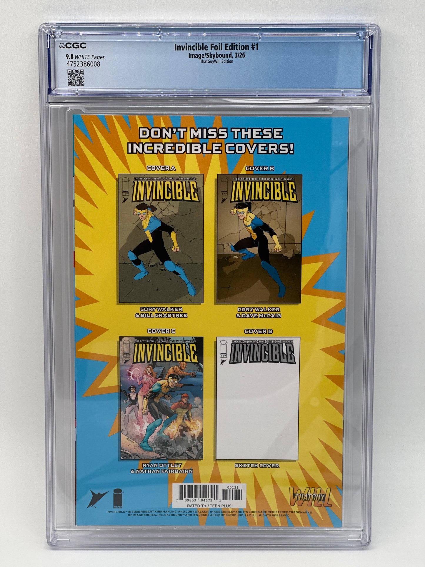 Invincible #1 Foil Edition ThatGuyWill / Marco Mastrazzo Exclusive Variant Cover LTD 1500 CGC 9.8