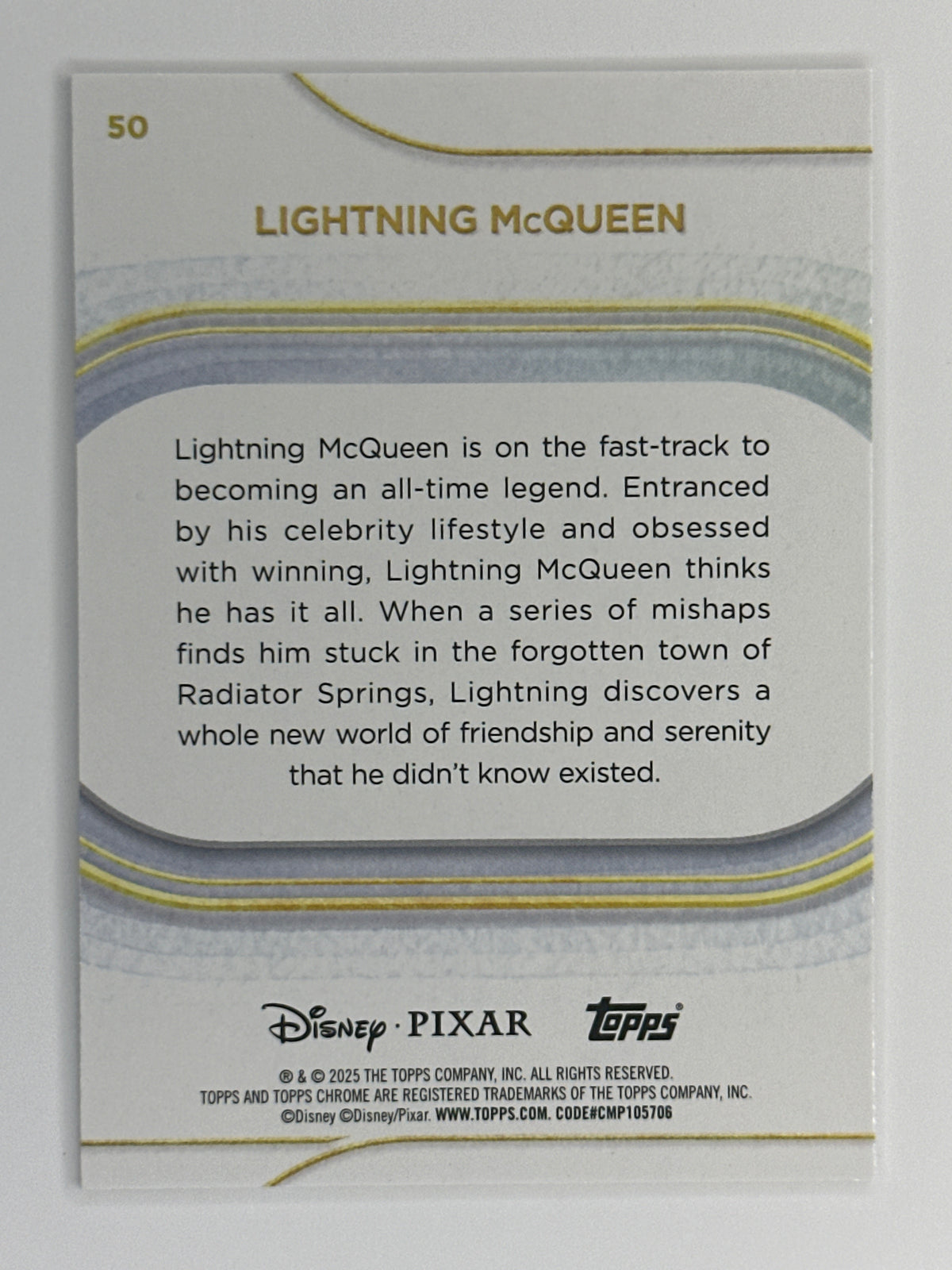 2025 Topps Disney Chrome 050 Lightning McQueen Base Card