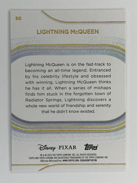 2025 Topps Disney Chrome 050 Lightning McQueen Base Card