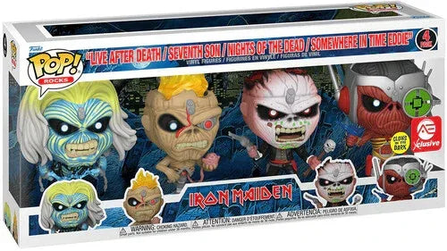 FUNKO POP! ROCKS: Iron Maiden - Eddie 4PK Glow in the Dark Box Set (AE Exclusive) - Glass City Comics & Collectibles