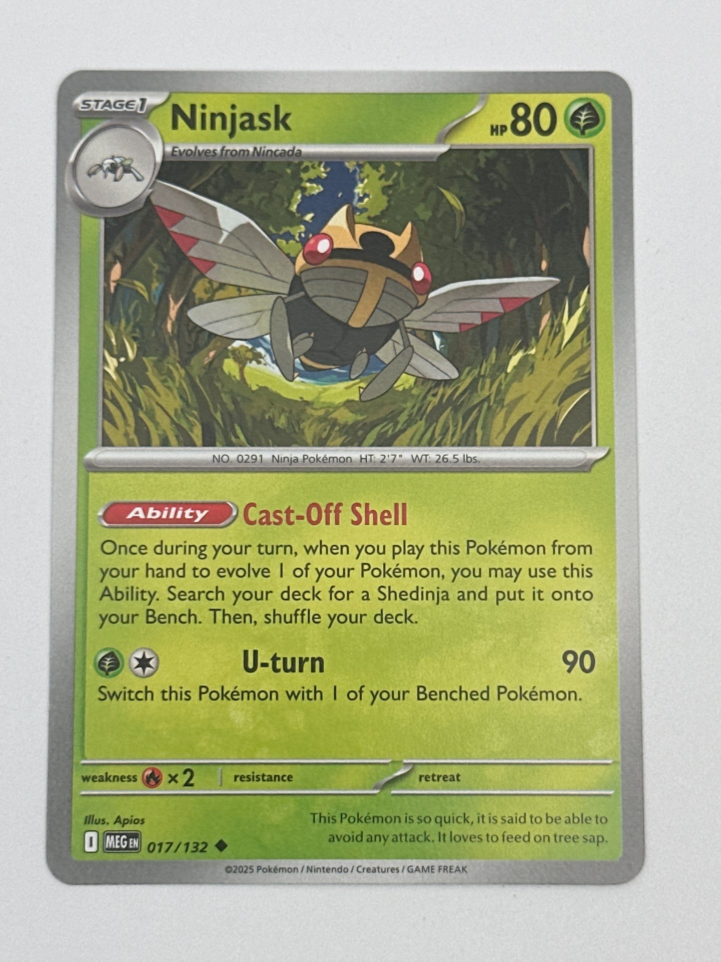 Pokémon Trading Card Game Mega Evolution MEG 017/132 Ninjask Base Card