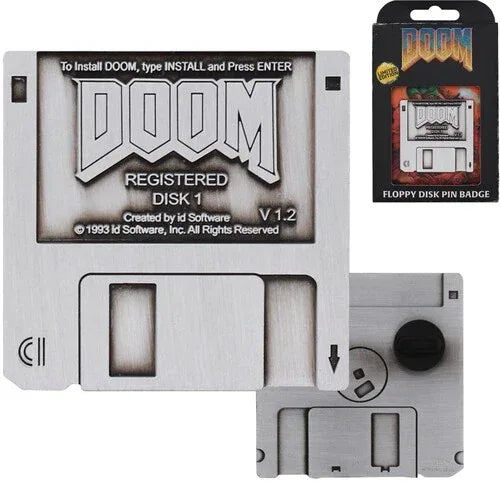DOOM - Limited Edition Pin Badge - Floppy Disk - Glass City Comics & Collectibles