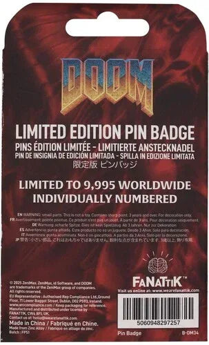 DOOM - Limited Edition Pin Badge - Floppy Disk - Glass City Comics & Collectibles