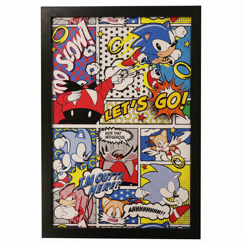 Sonic the Hedgehog Comic Style 11 × 17-Inch Framed Gel-Coated Art Print