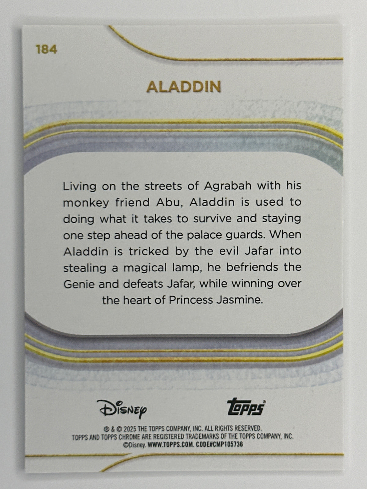 2025 Topps Disney Chrome 184 Aladdin Base Card