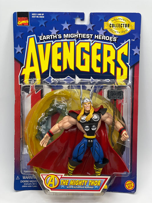 Marvel Avengers The Mighty Thor with Enchanted Hammer Toy Biz Action Figure – 1997 Sealed