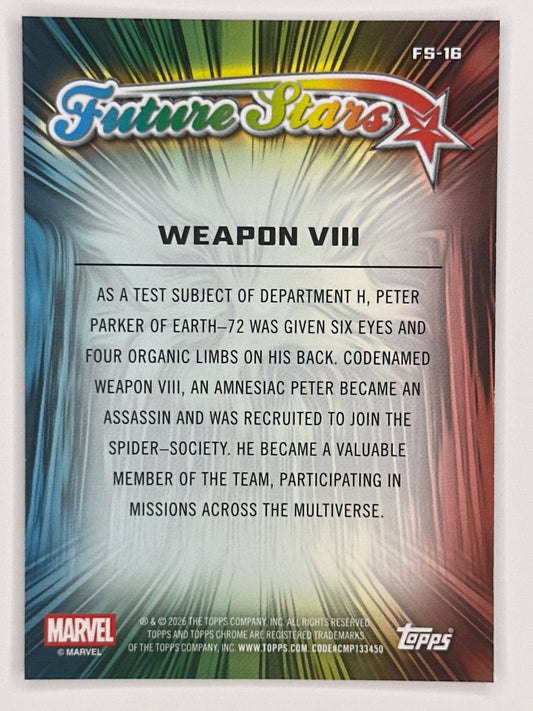 2026 Topps Marvel Chrome FS-16 Weapon VIII Future Stars Refractor Card