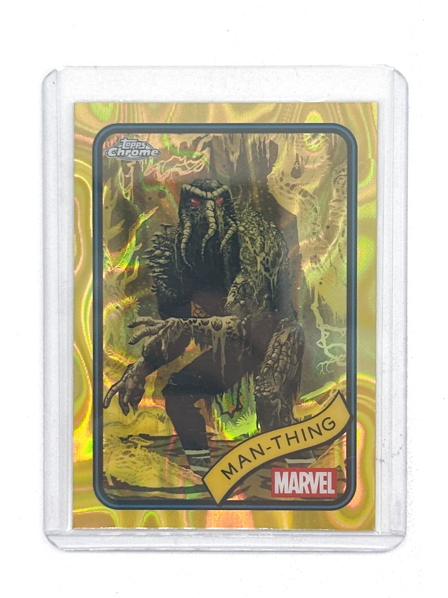 2025 Topps Marvel Chrome #031 Man Thing Yellow Lava Refractor
