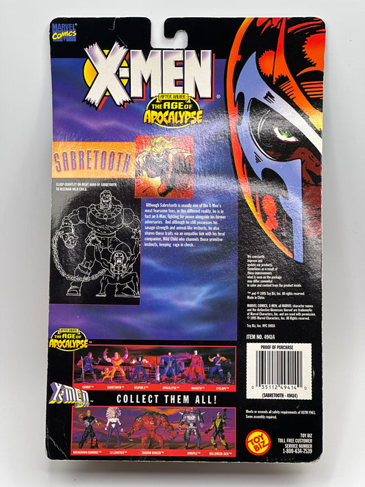 X-Men Age of Apocalypse Sabretooth with Wild Child Toy Biz Action Figure – 1995 Sealed