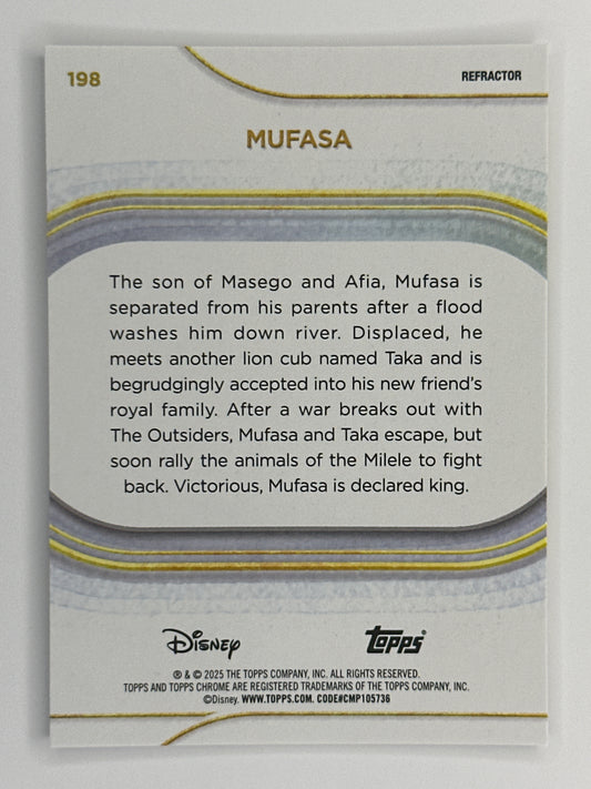 2025 Topps Disney Chrome 198 Mufasa Base Refractor Card