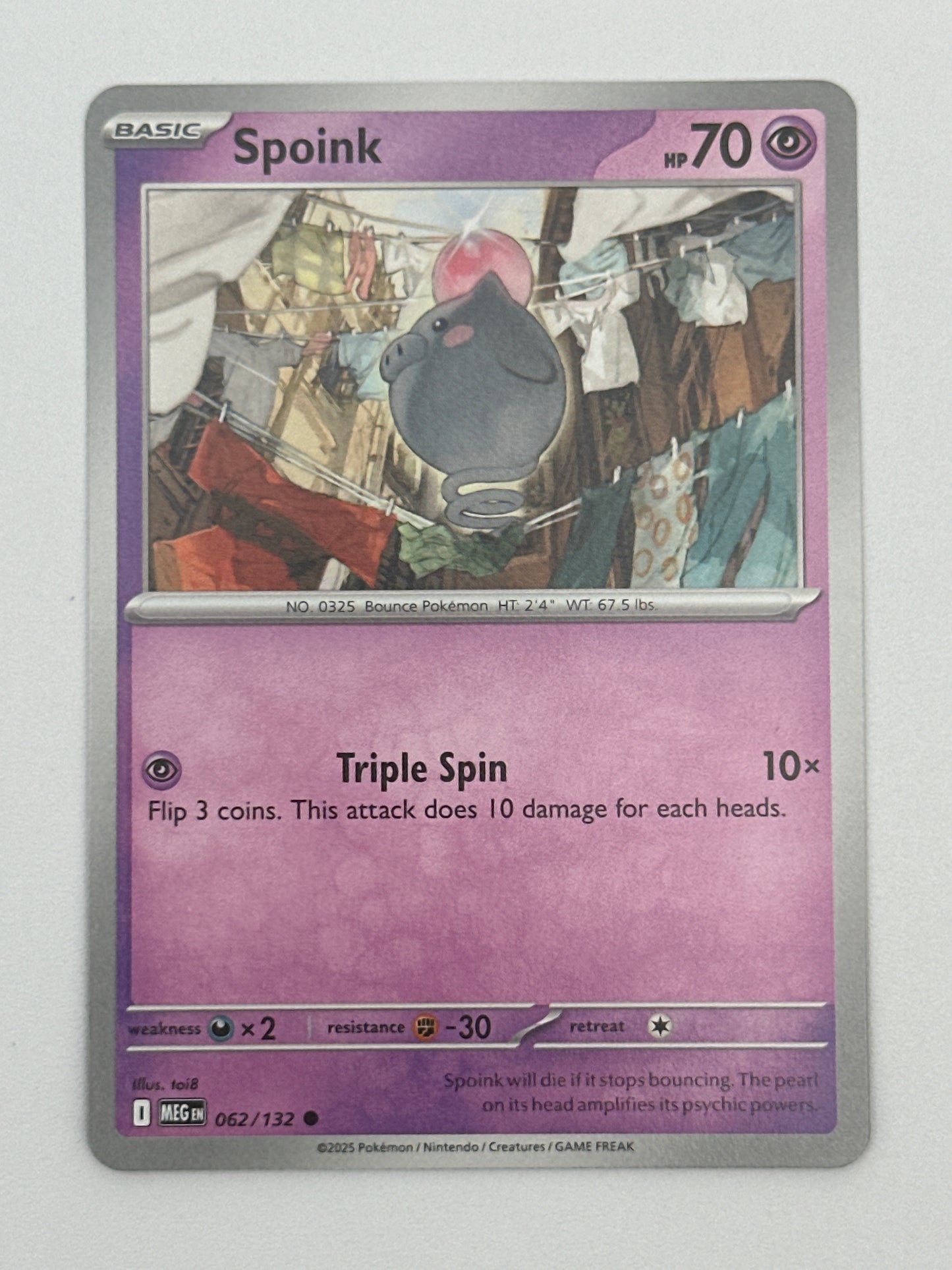 Pokémon Trading Card Game Mega Evolution MEG 062/132 Spoink Base Card