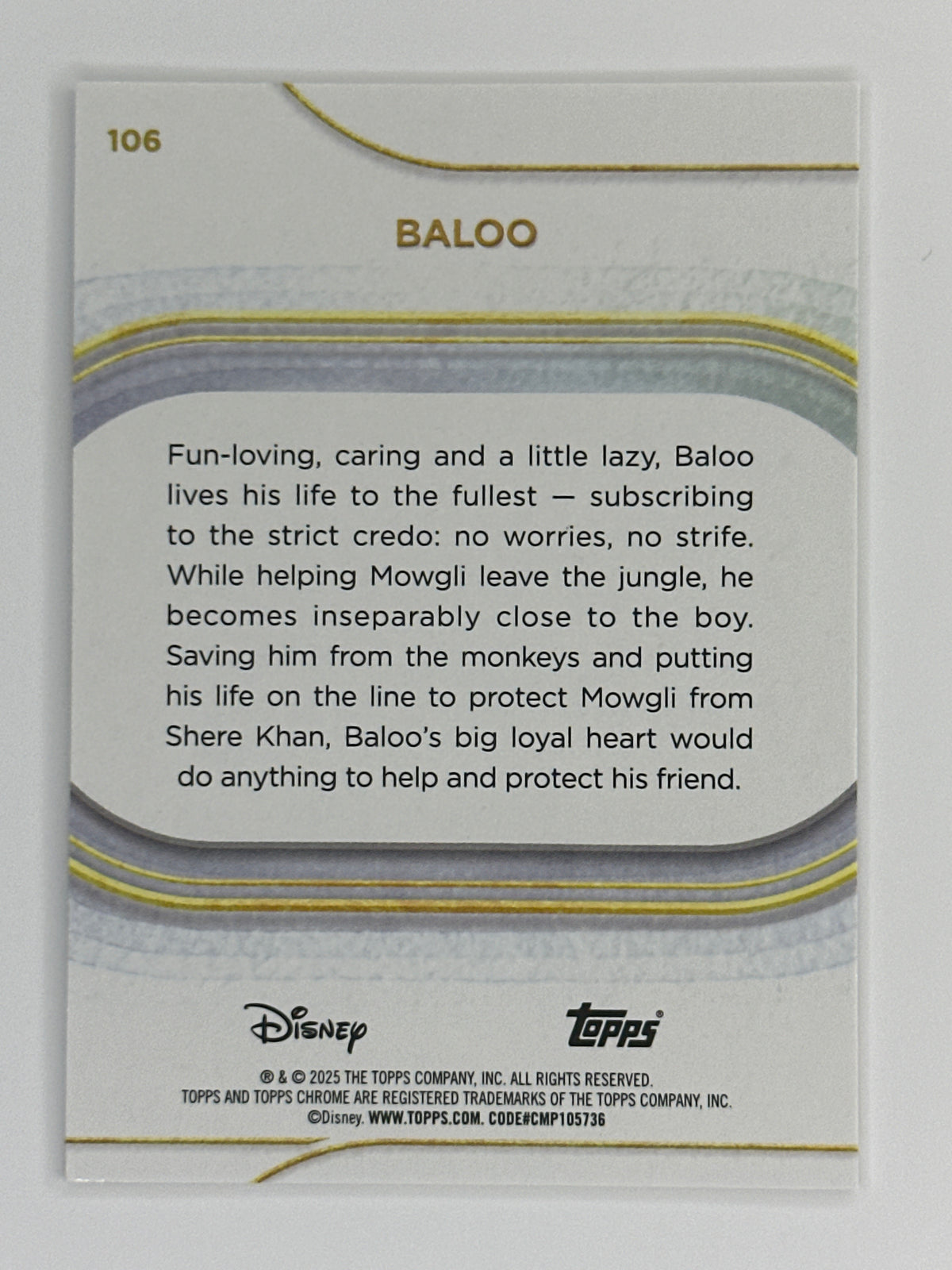 2025 Topps Disney Chrome 106 Baloo Base Card
