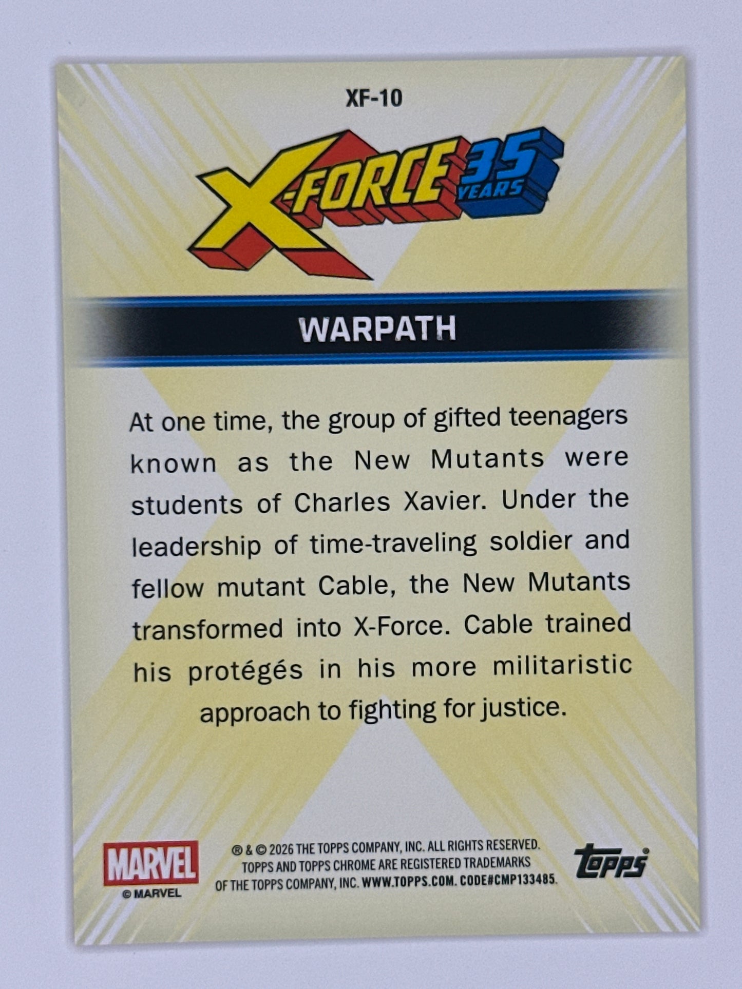 2026 Topps Marvel Chrome XF-10 Warpath X-Force 35 Years Refractor Card