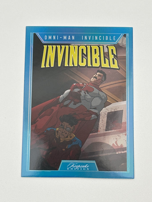 2025 Invincible Season 1 Keepsake Trading Card #067 Omni-Man / Invincible Blue Holo Parallel Card
