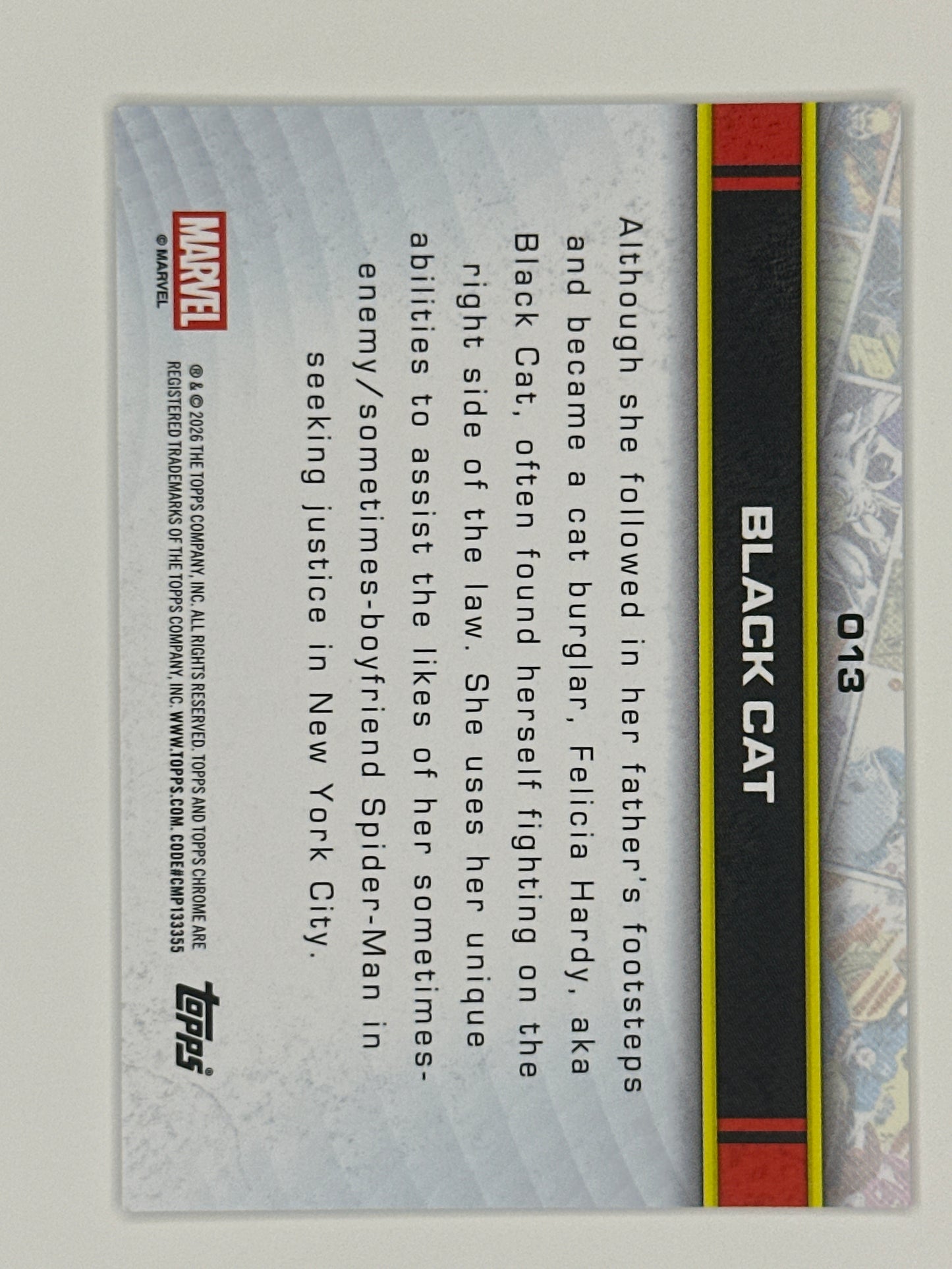 2026 Topps Marvel Chrome 013 Black Cat Base Card