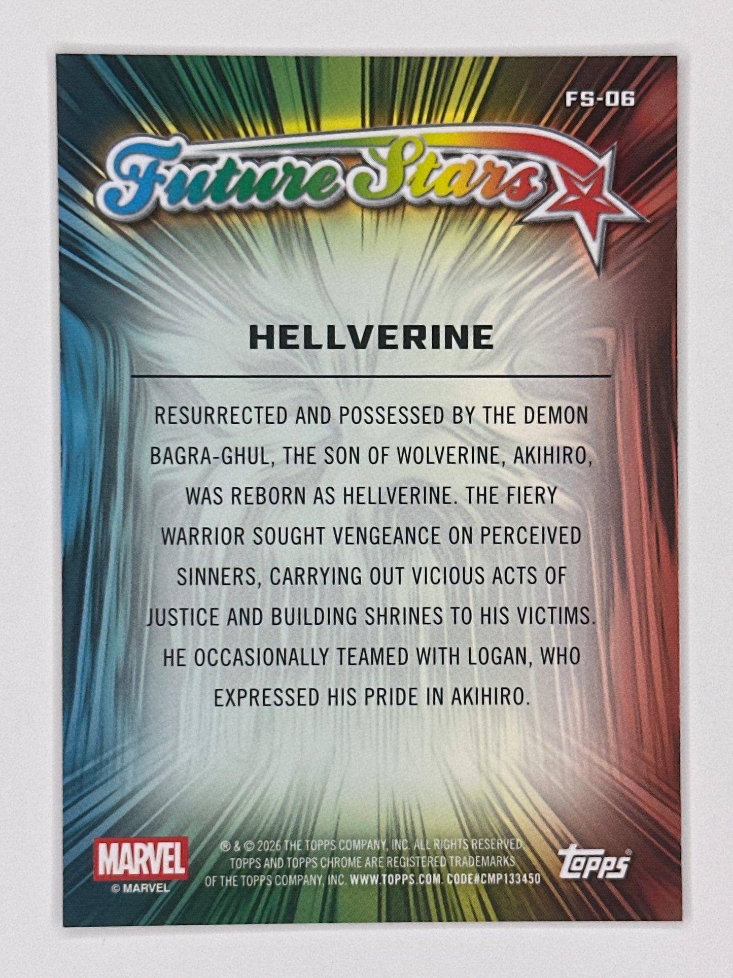 2026 Topps Marvel Chrome FS-06 Hellverine Future Stars Refractor Card