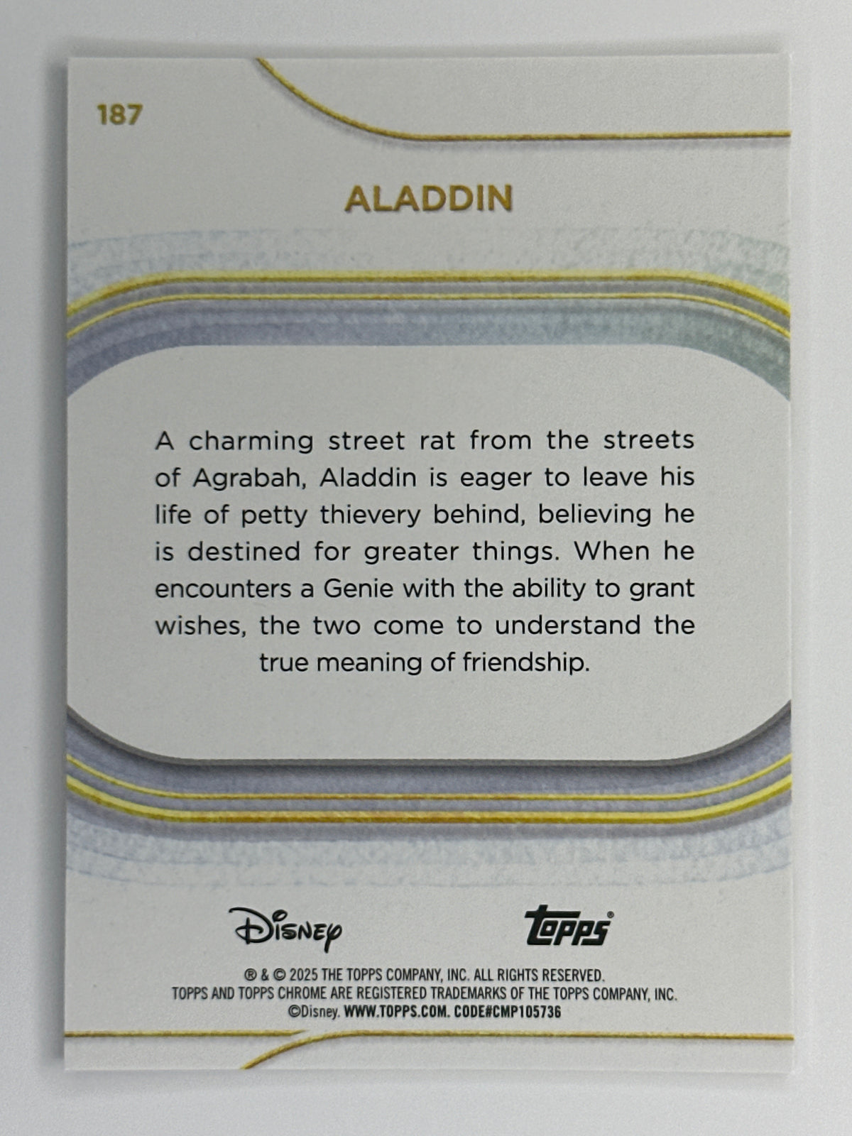 2025 Topps Disney Chrome 187 Aladdin Base Card