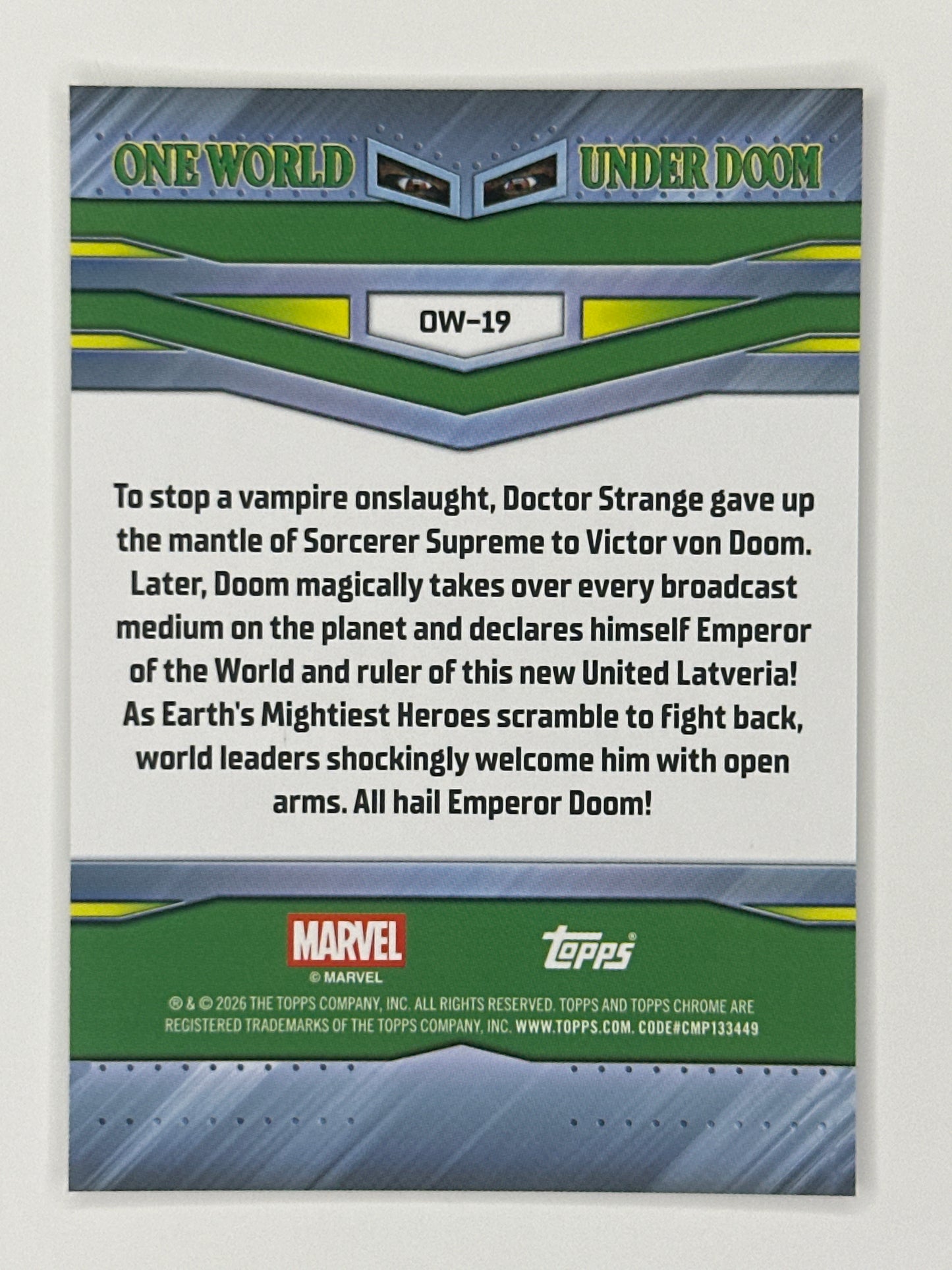 2026 Topps Marvel Chrome OW-19 One World Under Doom Refractor Card