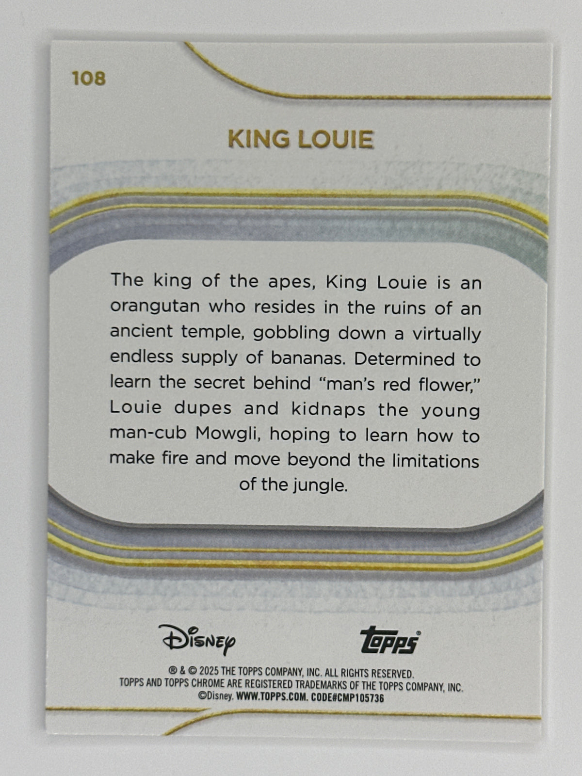 2025 Topps Disney Chrome 108 King Louie Base Card