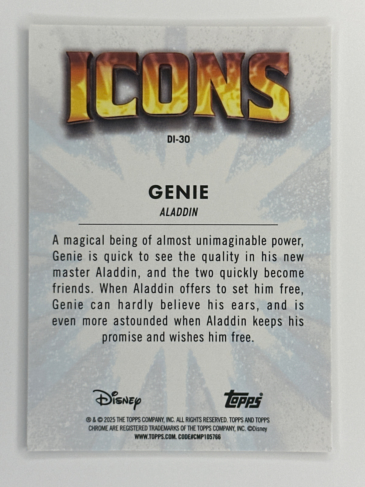 2025 Topps Disney Chrome DI-30 Genie Icons Refractor Card