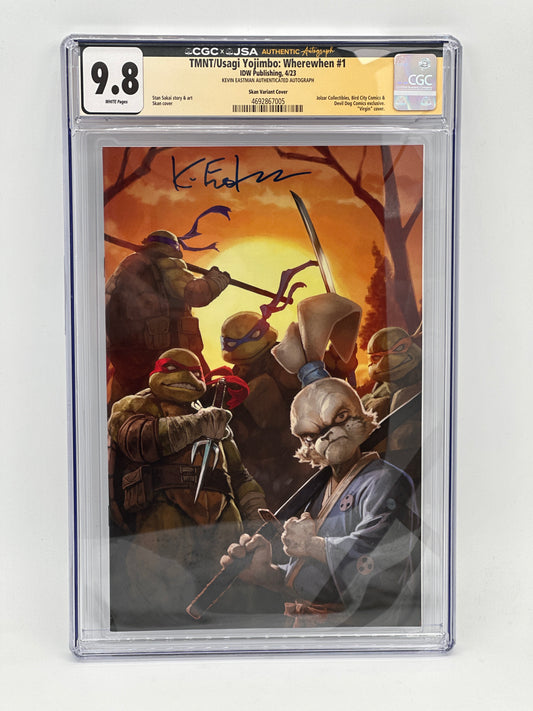 TMNT/Usagi Yojimbo: Wherewhen #1 CVR J Signed by Kevin Eastman CGC 9.8