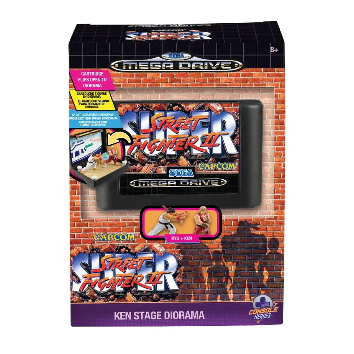 Console Heroes Sega Mega Drive Street Fighter II Cartridge Diorama Playset - Glass City Comics & Collectibles