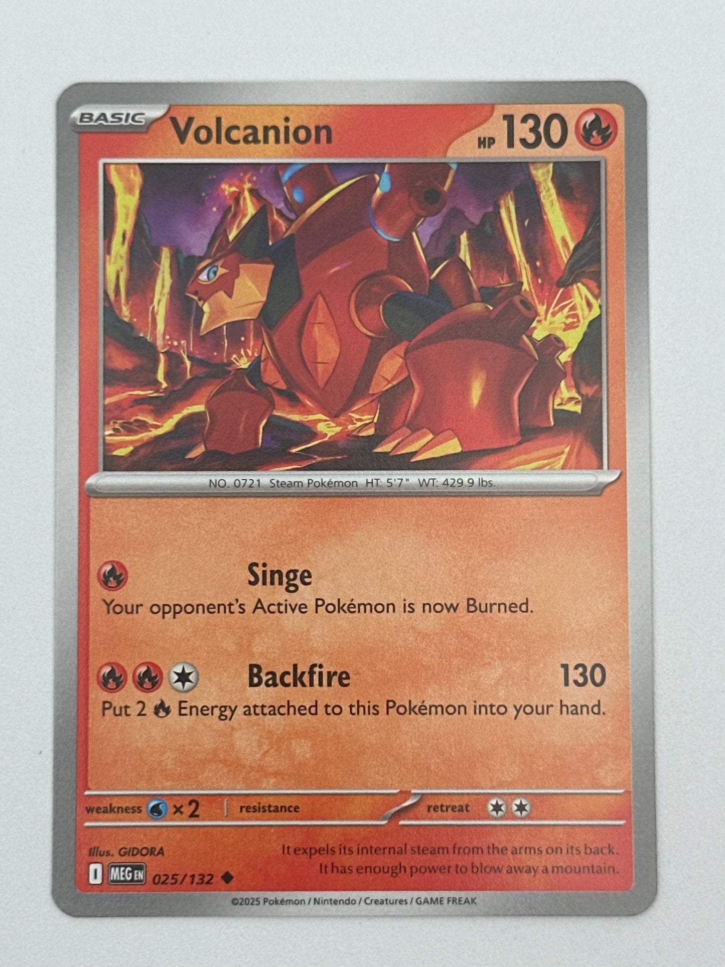 Pokémon Trading Card Game Mega Evolution MEG 025/132 Volcanion Base Card
