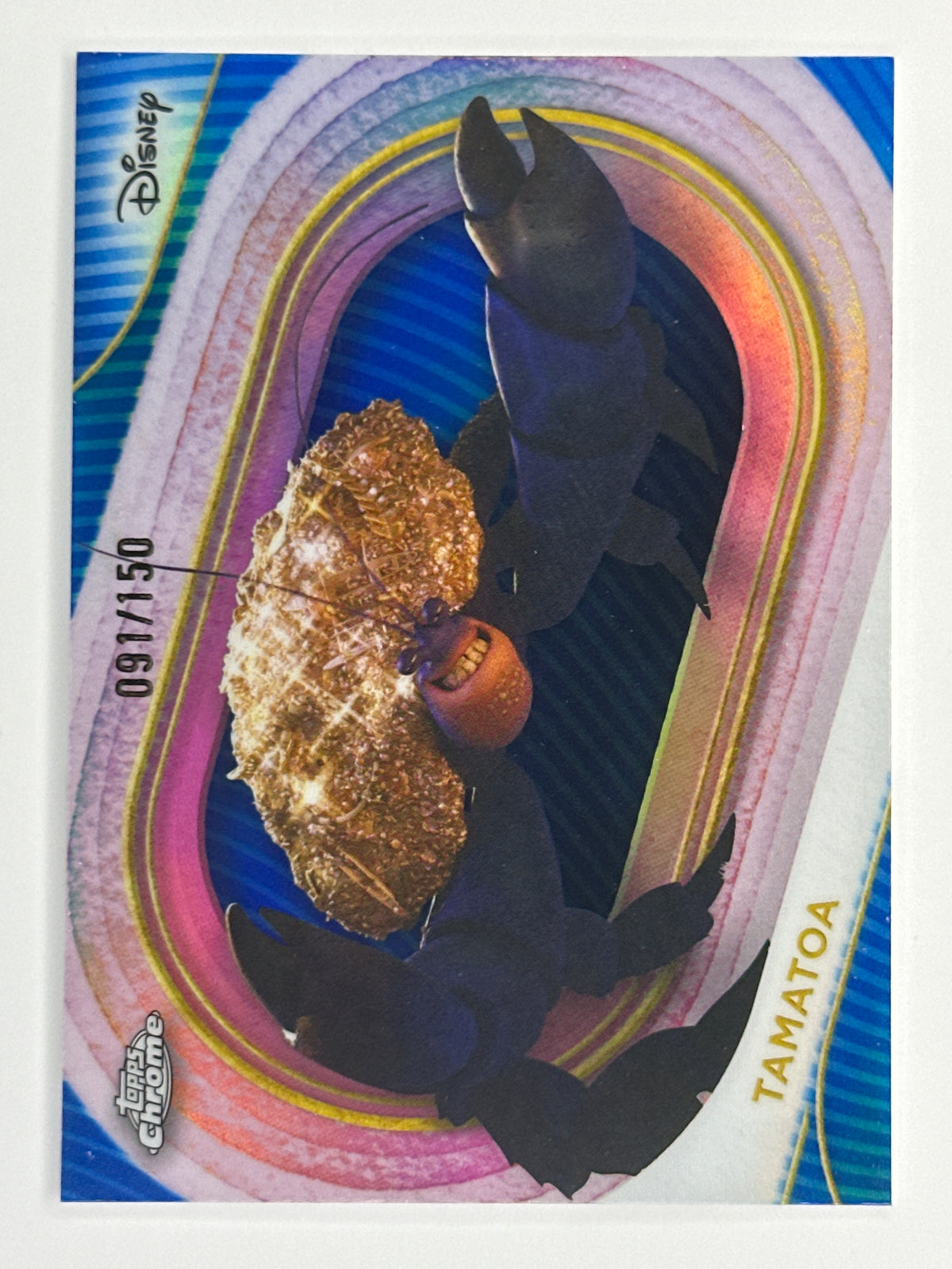 2025 Topps Disney Chrome 018 Tamatoa Blue Refractor Card 091/150