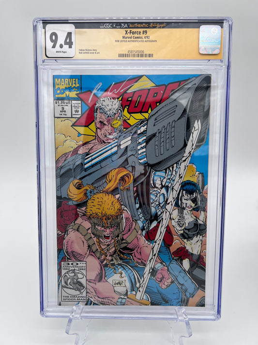X-Force #9 Rob Liefeld Autographed Graded
