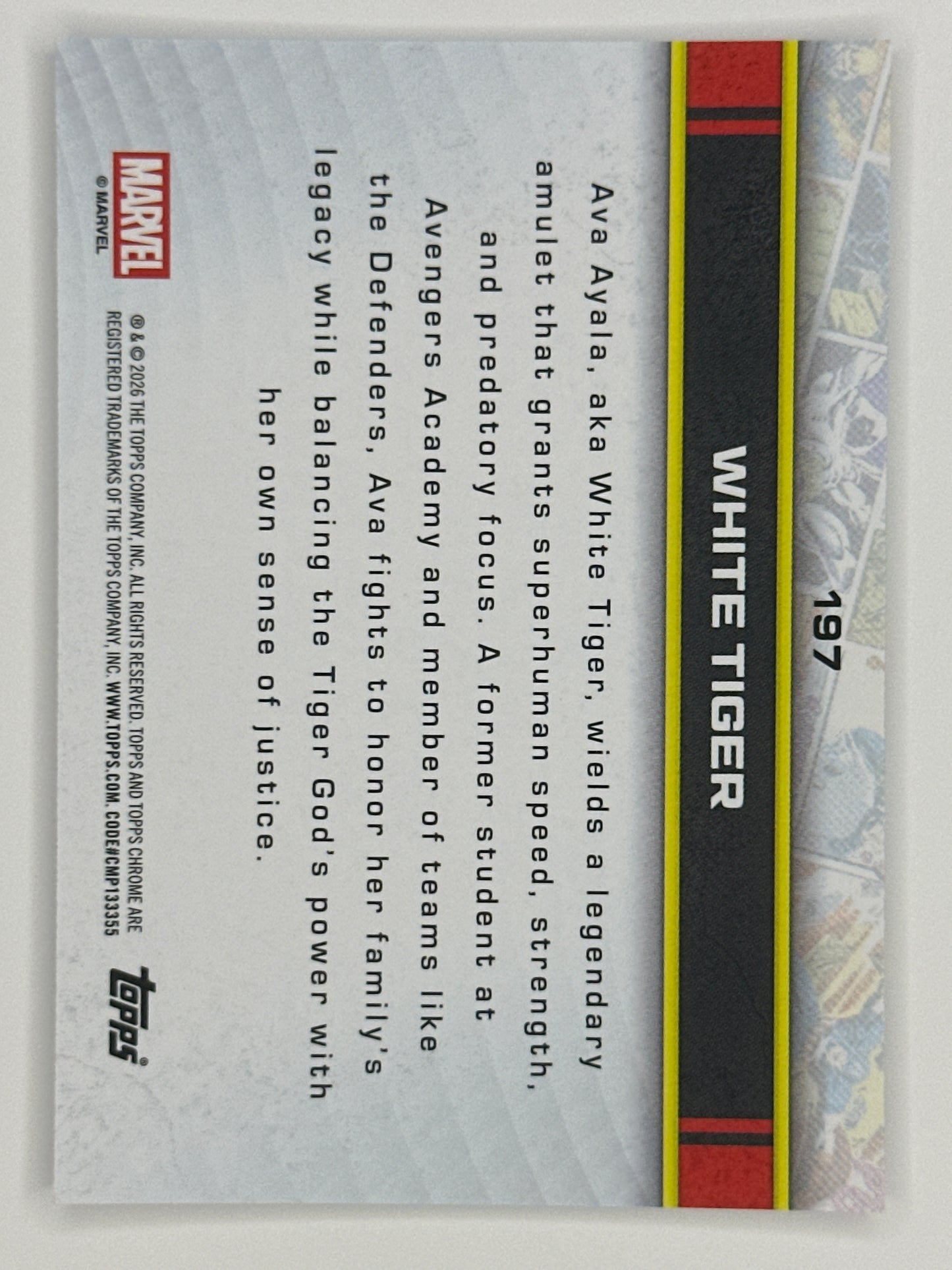 2026 Topps Marvel Chrome 197 White Tiger Base Card