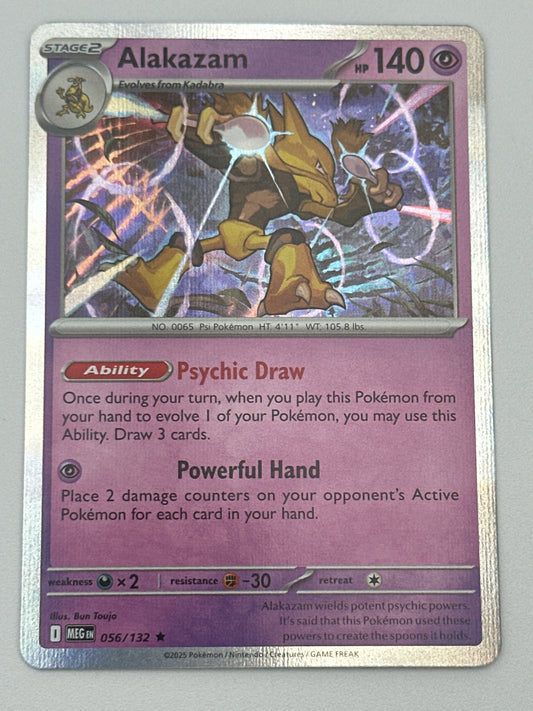 Pokémon Trading Card Game Mega Evolution MEG 056/132 Alakazam Holo Card