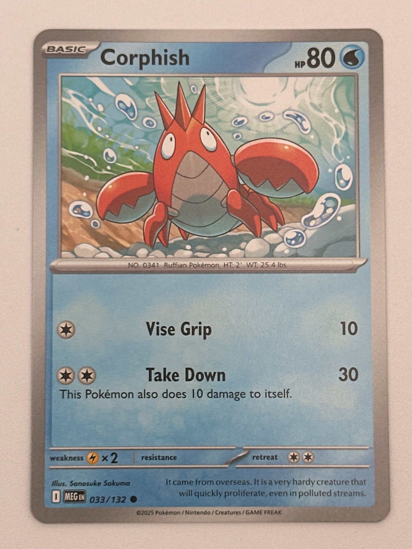 Pokémon Trading Card Game Mega Evolution MEG 033/132 Corphish Base Card