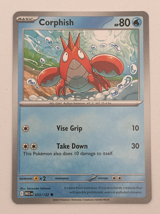 Pokémon Trading Card Game Mega Evolution MEG 033/132 Corphish Base Card