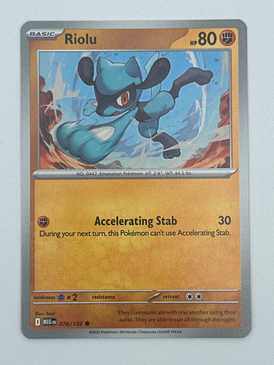 Pokémon Trading Card Game Mega Evolution MEG 076/132 Riolu Base Card