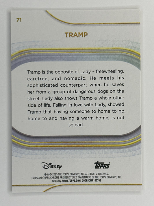 2025 Topps Disney Chrome 071 Tramp Yellow Mini-Diamonds Refractor Card